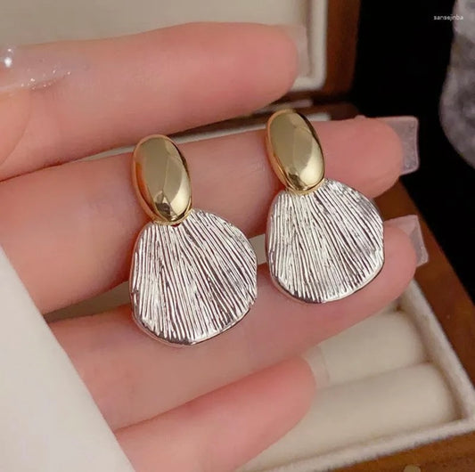 Gold and White Earrings