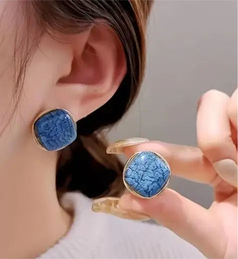 Blue Stone Stud Earrings