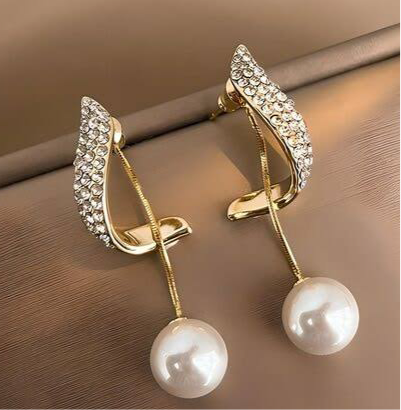 Diamond Pearl Drop Earrings