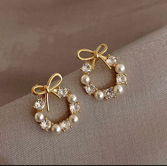 Pearl Bow Earrings