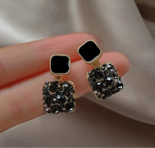 Handmade Black Stone Korean Earrings