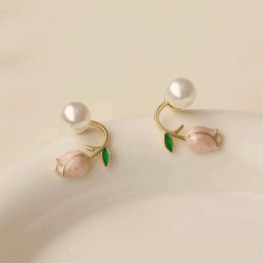 Pink tea leaf Earrings