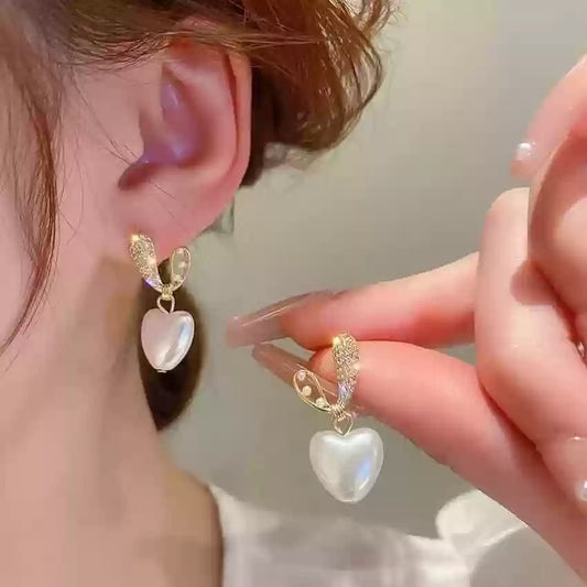 Heart Pearl Earrings