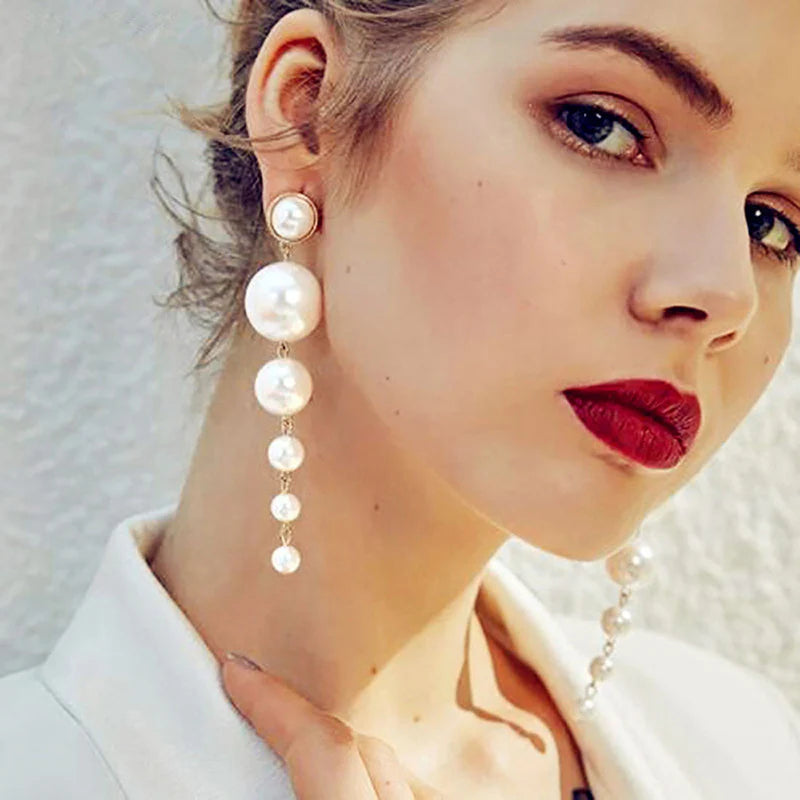 Chunky Statement Pearl Drop Earrings