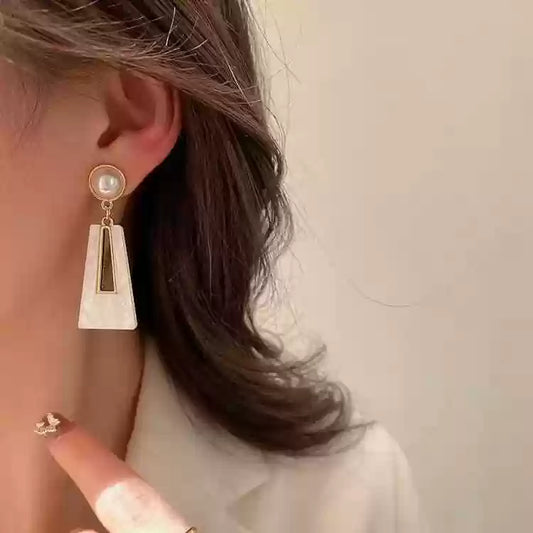 White Geometrical Earring